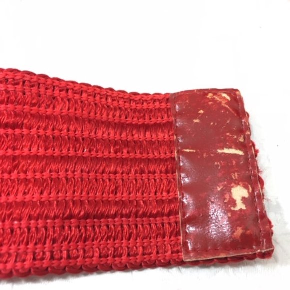 Vtg Waldorf Creations Miami Red Nylon Adjustable Belt Gold Leather Buckle - Picture 9 of 10